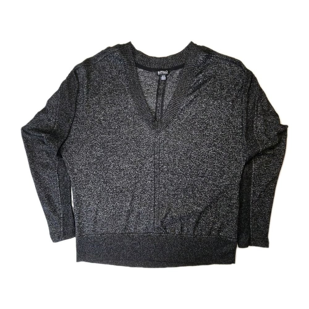 Buffalo‎ Sweater Womens VNeck Black Medium Shimmer